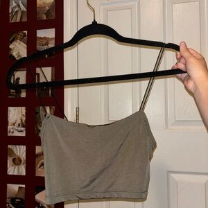 Olive Green Women's Shiny Crop Top